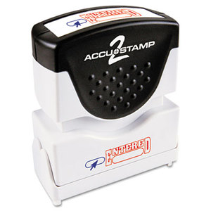 Consolidated Stamp Manufacturing Company 035544 Accustamp2 Shutter Stamp with Microban, Red/Blue, ENTERED, 1 5/8 x 1/2 by CONSOLIDATED STAMP