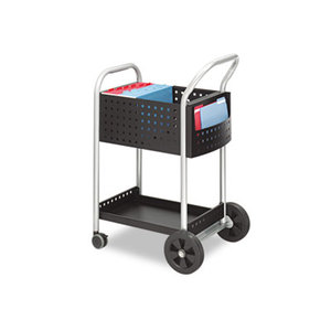 Safco Products 5238BL Scoot Mail Cart, One-Shelf, 22w x 27d x 40-1/2h, Black/Silver by SAFCO PRODUCTS