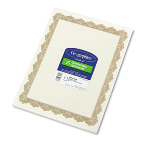 Parchment Paper Certificates, 8-1/2 x 11, Optima Gold Border, 25/Pack by GEOGRAPHICS