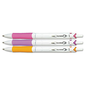 Pilot Corporation 31859 Acroball PureWhite Pen, .7mm, Black Ink, Pink/Purple/Orange Barrel, 3/Pack by PILOT CORP. OF AMERICA