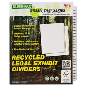 Kleer-Fax, Inc 91909 90000 Series Side Tab Legal Index Divider Set, Printed "201"-"225" by KLEER-FAX