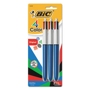 BIC MMP31 4-Color Ballpoint Retractable Pen, Assorted Ink, 1mm, Medium, 3/Pack by BIC CORP.