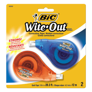 Wite-Out EZ Correct Correction Tape, Non-Refillable, 1/6" x 472", 2/Pack by BIC CORP.