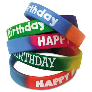 Two-Toned Happy Birthday Wristbands, Assorted Colors, 10/Pack by TEACHER CREATED RESOURCES