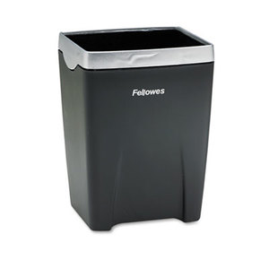 Office Suites Divided Pencil Cup, Plastic, 3 1/16 x 3 1/16 x 4 1/4, Black/Silver by FELLOWES MFG. CO.
