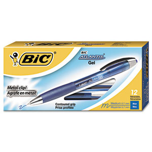 BIC RATG11-BE Atlantis Retractable Gel Ballpoint Pen, Blue, .7mm, Medium, Dozen by BIC CORP.