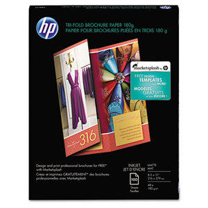 Hewlett-Packard Q5443A Inkjet Tri-Fold Brochure Paper, 103 Brightness, 48lb, 8-1/2 x 11, White, 100/PK by HEWLETT PACKARD COMPANY