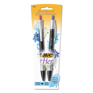 BIC RFHRP21-BE For Her Retractable Gel Pen, .7mm, Medium, Blue Ink, 2/Pack by BIC CORP.