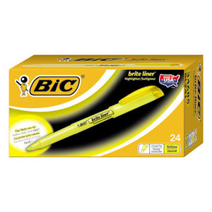 BIC BL241-YW Brite Liner Highlighter, Chisel Tip, Yellow Ink, 24 per Pack by BIC CORP.