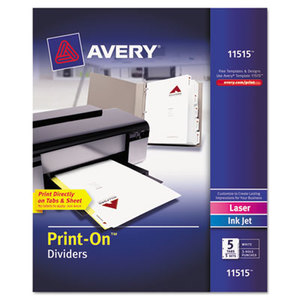 Avery 11515 Customizable Print-On Dividers, 5-Tab, Letter, 5 Sets by AVERY-DENNISON