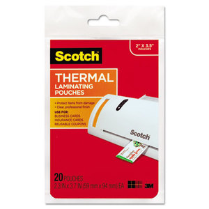 Business Card Size Thermal Laminating Pouches, 5 mil, 3 3/4 x 2 3/8, 20/Pack by 3M/COMMERCIAL TAPE DIV.