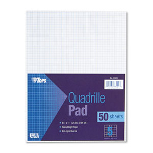Tops Products 33051 Quadrille Pads, 5 Squares/Inch, 8 1/2 x 11, White, 50 Sheets by TOPS BUSINESS FORMS