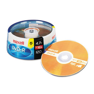 DVD-R Discs, 4.7GB, 16x, Spindle, Gold, 15/Pack by MAXELL CORP. OF AMERICA