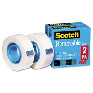 3M 811-2PK Removable Tape 811 2PK, 3/4" x 1296", 1" Core, 2/Pack by 3M/COMMERCIAL TAPE DIV.