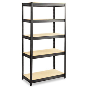 Safco Products 6245BL Boltless Steel/Particleboard Shelving, Five-Shelf, 36w x 18d x 72h, Black by SAFCO PRODUCTS