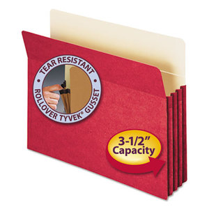 3 1/2" Exp Colored File Pocket, Straight Tab, Letter, Red by SMEAD MANUFACTURING CO.