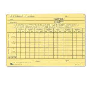 Employee Time Report Card, Weekly, 6 x 4, 100/Pack by TOPS BUSINESS FORMS