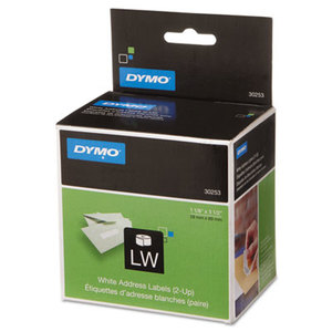 DYMO 30253 2-UP LabelWriter Address Labels, 1-1/8 x 3-1/2, White, 700 Lbls/Roll, 1 Roll by DYMO