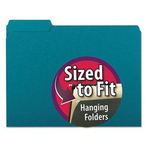 SMEAD MANUFACTURING COMPANY 10291 Interior File Folders, 1/3 Cut Top Tab, Letter, Teal 100/Box by SMEAD MANUFACTURING CO.