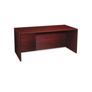 HON COMPANY 10584LNN 10500 Series "L" Left 3/4-Height Pedestal Desk, 66 x 30 x 29-1/2, Mahogany by HON COMPANY