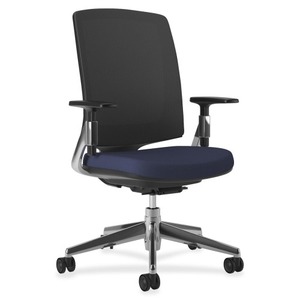 HON COMPANY H2283.VA90.PA Lota Series Mesh Mid-Back Work Chair, Navy Fabric, Polished Aluminum Base by HON COMPANY