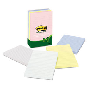 3M 660RPA Original Recycled Note Pads, 4 x 6, Helsinki, 100/Pad, 5 Pads/Pack by 3M/COMMERCIAL TAPE DIV.