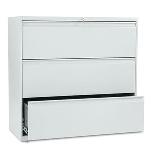 HON COMPANY 893LQ 800 Series Three-Drawer Lateral File, 42w x 19-1/4d x 40-7/8h, Light Gray by HON COMPANY