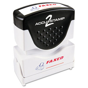 Accustamp2 Shutter Stamp with Microban, Red/Blue, FAXED, 1 5/8 x 1/2 by CONSOLIDATED STAMP