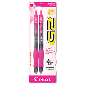 Pilot Corporation 31331 G2 Premium Pink Ribbon Retractable Gel Ink Pen, Black Ink, .7mm, 2/Pack by PILOT CORP. OF AMERICA