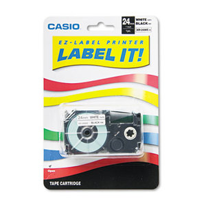 Casio Computer Co., Ltd XR24WE Tape Cassette for KL8000/KL8100/KL8200 Label Makers, 24mm x 26ft, Black on White by CASIO, INC.