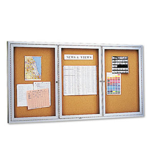 Quartet 2366 Enclosed Bulletin Board, Natural Cork/Fiberboard, 72 x 36, Silver Aluminum Frame by ACCO BRANDS, INC.