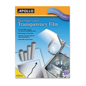 APOLLO AUDIO VISUAL VPP201CE Plain Paper Transparency Film for Laser Devices, Removable Stripe, Clear, 100/BX by APOLLO AUDIO VISUAL