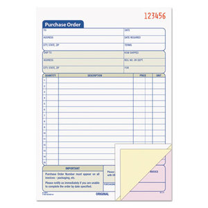 Purchase Order Book, 5-9/16 x 7 15/16, Three-Part Carbonless, 50 Sets/Book by TOPS BUSINESS FORMS