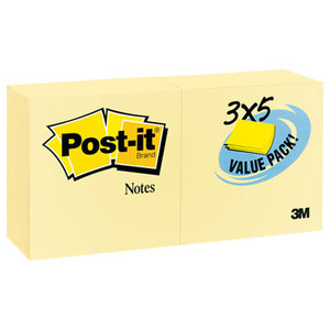 3M 655-24VAD-B Original Pads in Canary Yellow, 3 x 5, 50/Pad, 24 Pads/Pack by 3M/COMMERCIAL TAPE DIV.