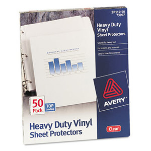 Avery 73907 Top-Load Vinyl Sheet Protectors, Heavy Gauge, Letter, Clear, 50/Box by AVERY-DENNISON