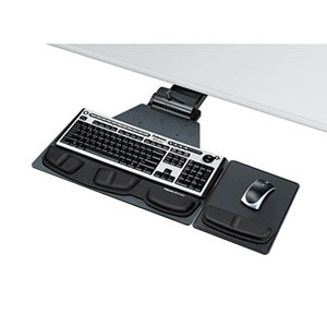 Professional Corner Executive Keyboard Tray, 19w x 14-3/4d, Black by FELLOWES MFG. CO.