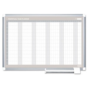 Perpetual Year Planner, 48x36, White/Silver, by BI-SILQUE VISUAL COMMUNICATION PRODUCTS INC