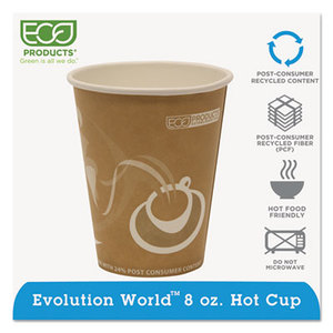 Eco-Products, Inc EP-BRHC8-EW Evolution World 24% PCF Hot Drink Cups, 8oz, Peach, 1000/Carton by ECO-PRODUCTS,INC.