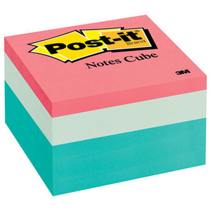 3M 2056-PP Original Cubes, 3 x 3, Seafoam Wave, 490/Pad by 3M/COMMERCIAL TAPE DIV.