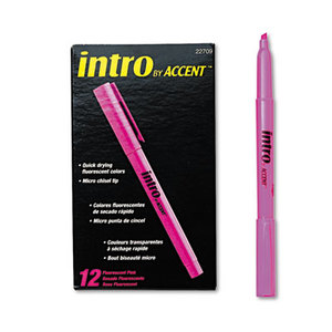 Intro Highlighters, Chisel Tip, Fluorescent Pink, 12/Pk by SANFORD