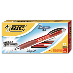 BIC RATG11-RD Atlantis Retractable Gel Ballpoint Pen, Red, .7mm, Medium, Dozen by BIC CORP.