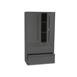700 Series Lateral File w/Storage Cabinet, 36w x 19-1/4d, Charcoal by HON COMPANY