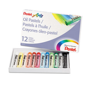 PENTEL OF AMERICA PHN12 Oil Pastel Set With Carrying Case,12-Color Set, Assorted, 12/Set by PENTEL OF AMERICA