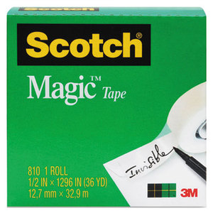 3M 810341296 Magic Tape, 3/4" x 1296", 1" Core, Clear by 3M/COMMERCIAL TAPE DIV.