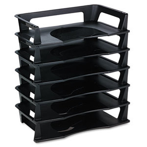 RUBBERMAID COMMERCIAL PROD. 86028 Regeneration Letter Tray, Six Tier, Plastic, Black by RUBBERMAID