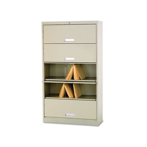 HON COMPANY 625LL 600 Series Five-Shelf Steel Receding Door File, 36w x 13-3/4d x 64-1/4h, Putty by HON COMPANY