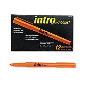 Intro Highlighters, Chisel Tip, Fluorescent Orange, 12/Pk by SANFORD