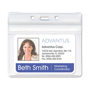 Resealable ID Badge Holder, Horizontal, 3 3/4 x 2 5/8, Clear, 50/Pack by ADVANTUS CORPORATION