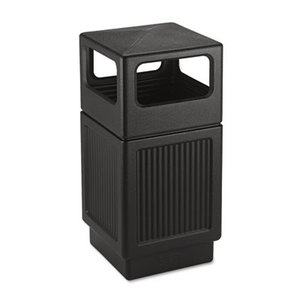 Safco Products 9476BL Canmeleon Side-Open Receptacle, Square, Polyethylene, 38gal, Textured Black by SAFCO PRODUCTS