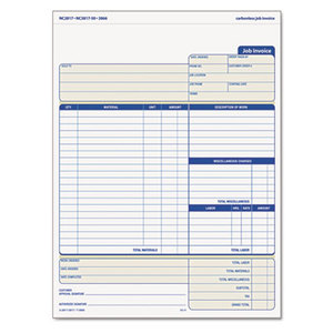 Tops Products 3866 Snap-Off Job Invoice Form, 8 1/2 x 11 5/8, Three-Part Carbonless, 50 Forms by TOPS BUSINESS FORMS